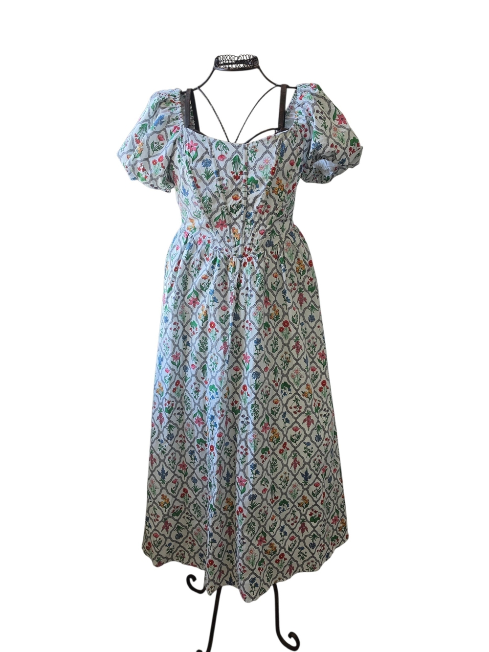 Moon River Puff Sleeve Midi Cottagecore Corset Dress